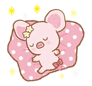 😴 cerdo, lindo, durmiendo, almohada, dibujos animados, animal, kawaii telegram sticker