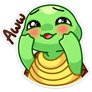 😊 Aww turtle, cute, cartoon, sticker, kawaii whatsapp sticker
