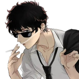 🧊 บุหรี่, แว่นกันแดด, อนิเมะ, เนคไท, เท่ telegram sticker