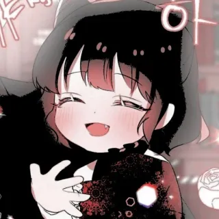 🎀 fille anime, dessin animé, souriant, mignon, vampire telegram sticker
