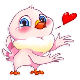 😘 bird, heart, cute, cartoon, love, valentine, adorable, sticker telegram sticker