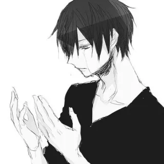 🌨 Anime, traurig, weinend, schwarze Haare, Emo, Manga whatsapp sticker