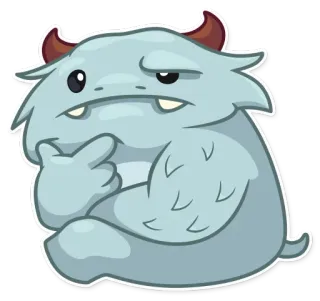 🤔 mostro, cartone animato, pensando, carino, yeti, peloso, personaggio whatsapp sticker