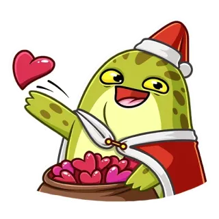 ❤️ лягушка, рождество, любовь, сердце, мультфильм, персонаж, праздничный, праздник whatsapp sticker