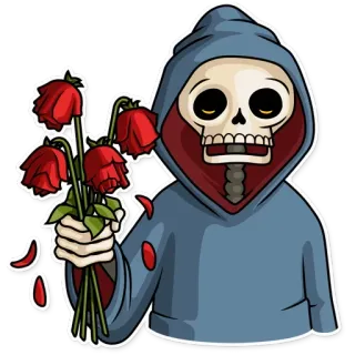 👤 parca, muerte, esqueleto, rosas, gótico, humor negro, macabro, calavera telegram sticker