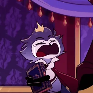 😭 Stolas Helluva Boss animiert, Cartoon, Dämon, weinend, Eule, Helluva Boss telegram sticker