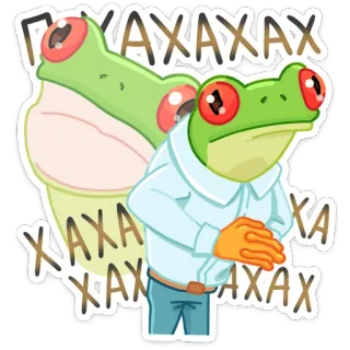 😅 ГАХАХАХ żaba, kreskówka, mem, śmiech, śmieszne telegram sticker