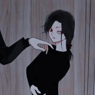 🖤 Anime, Personaggio, Donna, Occhi rossi, Capelli scuri, Arte telegram sticker