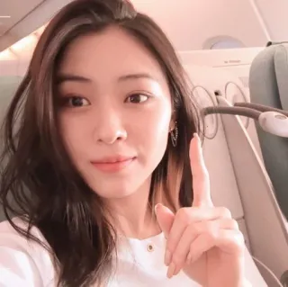 🖤 女性, セルフィー, ポートレート, 韓国, 乗客, 飛行機 whatsapp sticker