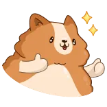 👍 hond, corgi, duim omhoog, schattig, emoji telegram sticker