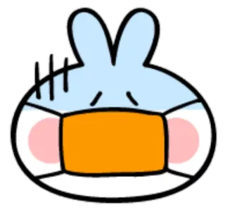 😷 dibujos animados, mascarilla, pandemia, azul, conejo, animal, bonito telegram sticker
