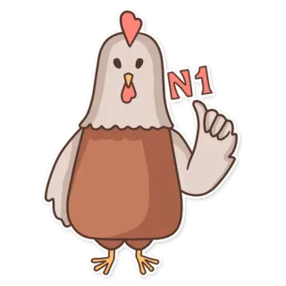 1️⃣ N1 ayam, hewan, pertanian, unggas, lucu, kartun telegram sticker