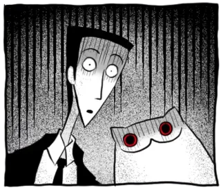 🔴 cartoon, man, cat, scared, shocked, horror telegram sticker