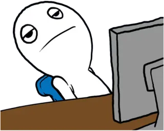 😐 meme, computer, bored, desk, office, tired telegram sticker