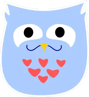 😄 coruja, coração, fofo, adesivo, desenho animado, pássaro whatsapp sticker