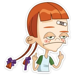 🖕 cartoon, girl, middle finger, rude, offensive, insult, gesture telegram sticker