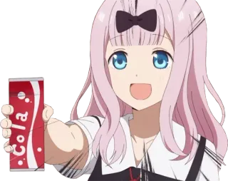 🥤 Cola Anime, Chika, Cola, Bevanda, Kawaii, Cartone animato, Carino whatsapp sticker