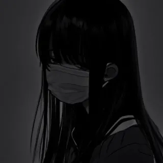 🎋 Anime, Dziewczyna, Maska, Mroczny, Monochromatyczny, Mundur szkolny telegram sticker