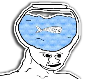 🤤 Wojak bocal à poissons, cerveau, poisson, mème, wojak telegram sticker