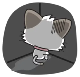 😓 gato, desenho animado, triste, canto, cinza, fofo whatsapp sticker