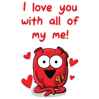 😘 I love you with all of my me! amour, coeur, dessin animé, mignon, affection, Saint-Valentin whatsapp sticker