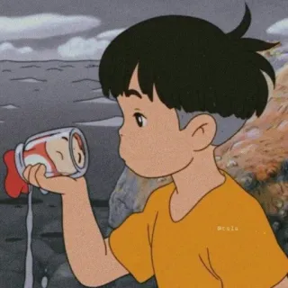 😐 Anime, Desenho animado, Menino, Bebendo, Animação, Personagem telegram sticker