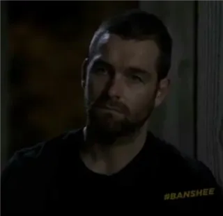 🙁 Banshee #BANSHEE chương trình TV, hashtag, Banshee, người đàn ông, khuôn mặt telegram sticker