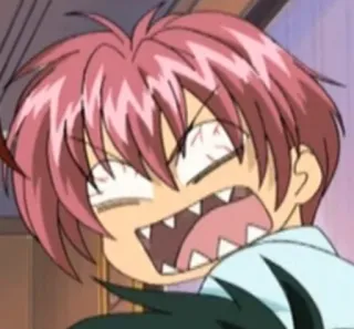 😡 Anime, Cartoon, Wütend, Ausdruck, Pinke Haare telegram sticker