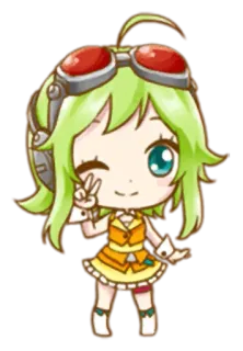 😉 Chica anime, Chibi, Signo de la paz, Gafas, Auriculares, Kawaii, Dibujo animado whatsapp sticker