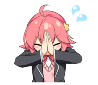 🙏 anime, manga, cartoon, kawaii, cute, character, anime girl, pleading telegram sticker