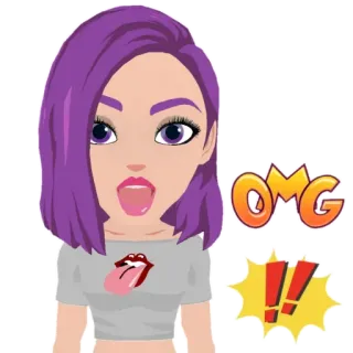 😱 OMG phụ nữ, omg, bất ngờ, nhãn dán, biểu cảm, hoạt hình telegram sticker