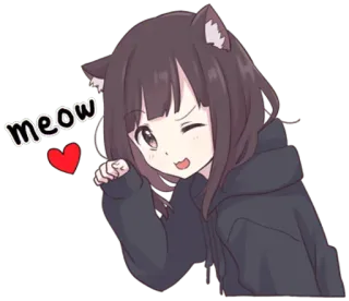 😼 meow Anime, Gato, Miau, Coração, Fofo, Garota telegram sticker