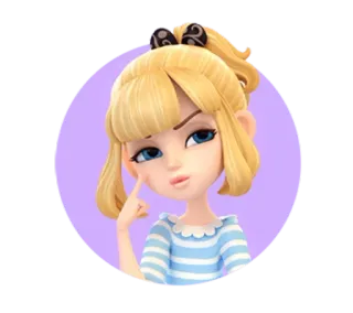🤔 девочка, мультик, наклейка, блондинка, хвостик, милая, персонаж telegram sticker