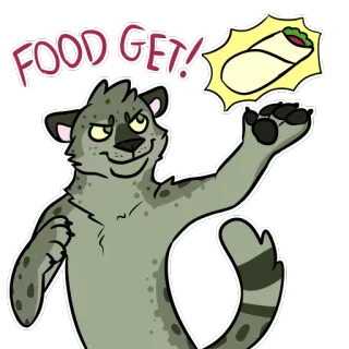 🌯 FOOD GET! zwierzę, burrito, jedzenie, kreskówka, leopard telegram sticker
