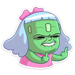 🖕 dessin animé, personnage, doigt d'honneur, geste offensant, illustration telegram sticker