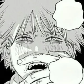 ☹ Denji Chainsaw Man denji, chainsaw man, anime, manga, llorando, triste telegram sticker