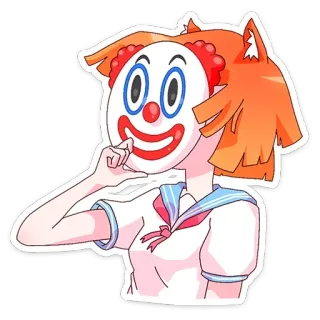 🤡 payaso, máscara, chica, anime, sticker telegram sticker