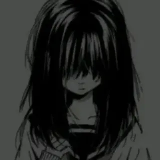 😓 Anime, Triste, Déprimé(e), Emo, Gothique, Fille, Manga telegram sticker