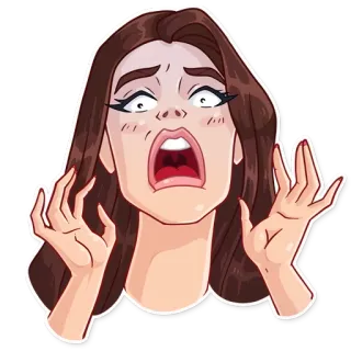 😱 충격, 무서움, 여자, 고통, 만화, 감정, 두려움 telegram sticker