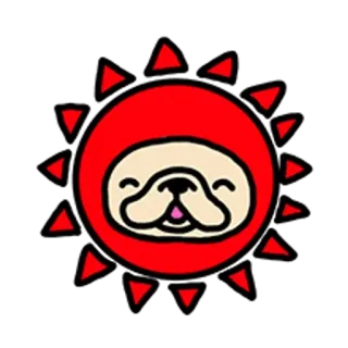 🐶 foca, carino, animale, cartone animato, sole, rosso, kawaii telegram sticker