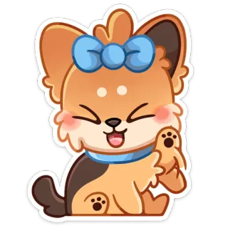 😡 anjing, lucu, anak anjing, kartun, hewan, pita, kawaii whatsapp sticker