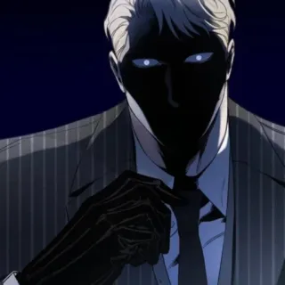 😡 man, dark, eyes, suit, tie, gloved hand telegram sticker
