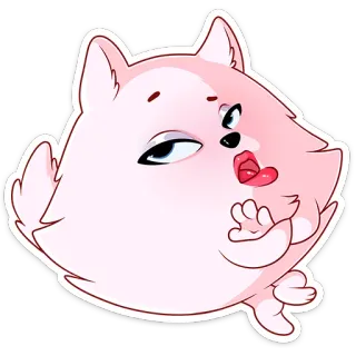 😑 หมา, สัตว์, น่ารัก, สีชมพู, การ์ตูน, สติกเกอร์ telegram sticker