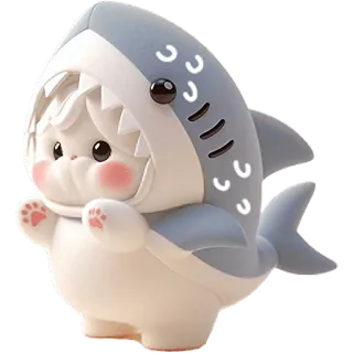 😪 animal, tiburón, lindo, dibujos animados, conejo, juguete whatsapp sticker