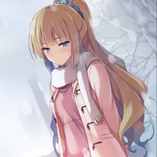 📕 fille anime, mignon, illustration, hiver, écharpe telegram sticker