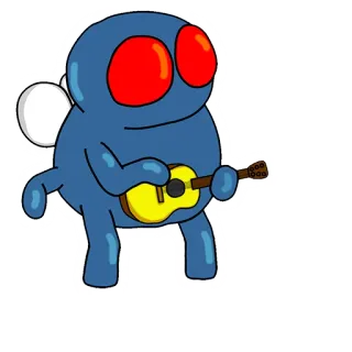 🎸 cartoon, guitar, alien, music, illustration telegram sticker