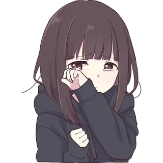 😭 anime, cô gái, khóc, buồn, cảm xúc, đẫm lệ, hoạt hình telegram sticker