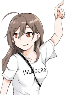 ☝️ ISLANDERS аниме девушка, островитяне, фанат, спортивная команда telegram sticker
