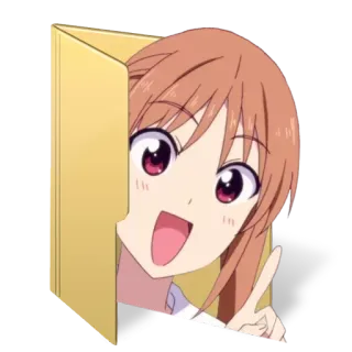 🍌 Anime, Menina, Fofa, Espiando, Desenho animado telegram sticker