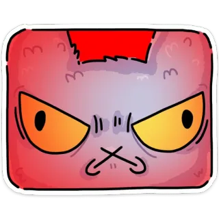 🤬 卡通, 脸, 生气, 红色, 方形, 怪物, 角色, 表情 telegram sticker